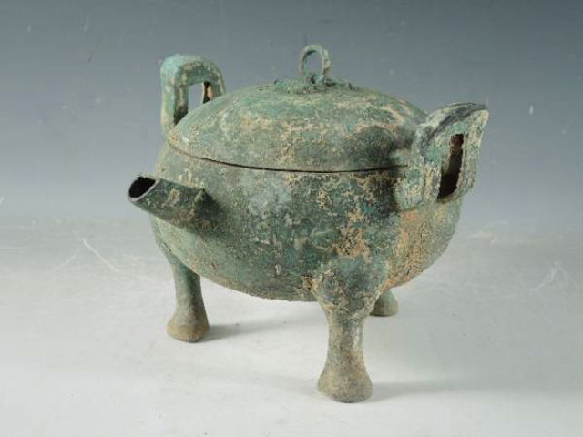 古青銅 中国 漢 彫刻 水甕
