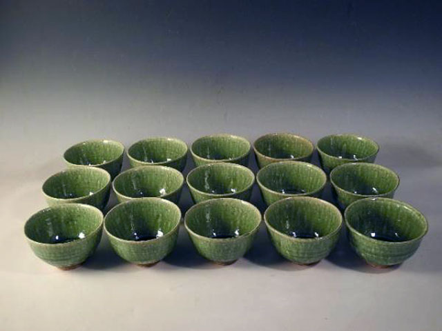 信楽 緑釉 茶碗